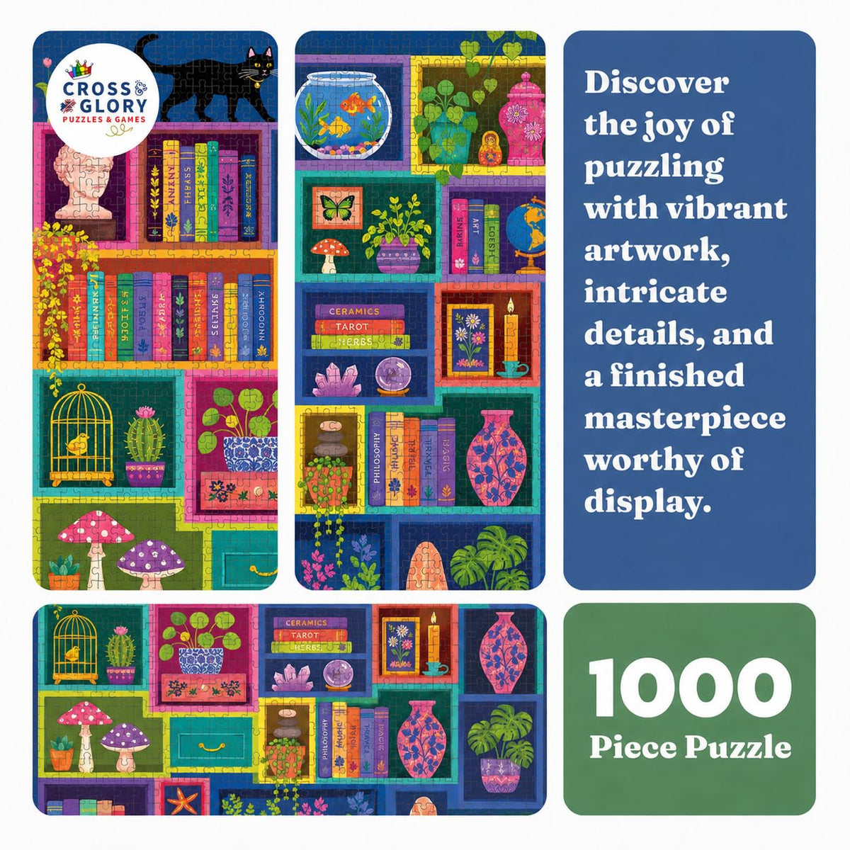 Cat Puzzle – The Midnight Book Nook – 1000 Piece Jigsaw Puzzle