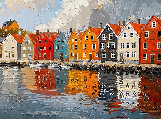 Fjord Facades: Norway's Water's Edge - 1000 Piece Jigsaw Puzzle