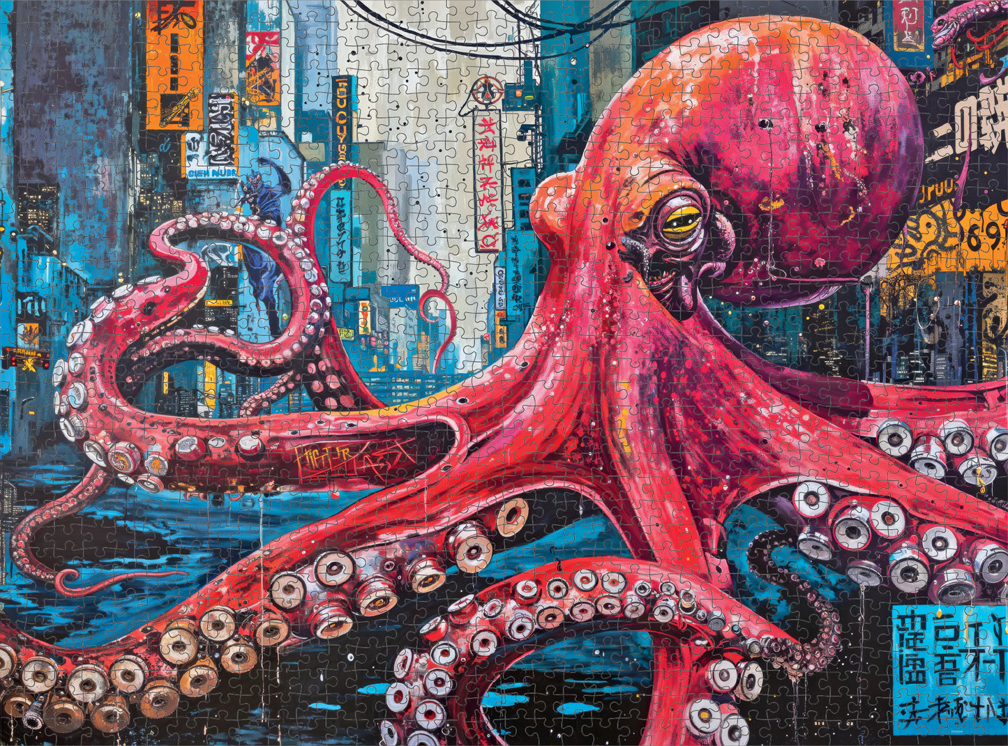 Octopus City: Neon Overlord - 1000 Piece Jigsaw Puzzle