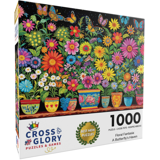 Floral Fantasia: A Butterfly’s Haven - 1000 Piece Jigsaw Puzzle