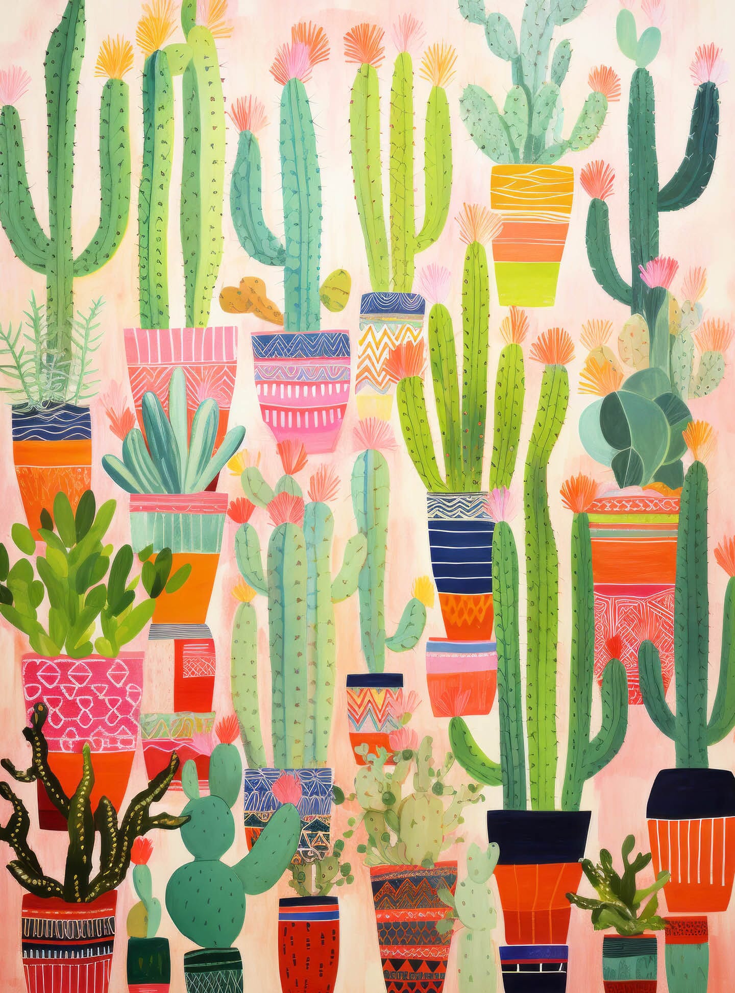 Botanical Brushstrokes - A Cacti Tapestry - 1000 Piece Jigsaw Puzzle Jigsaw Puzzles Cross & Glory