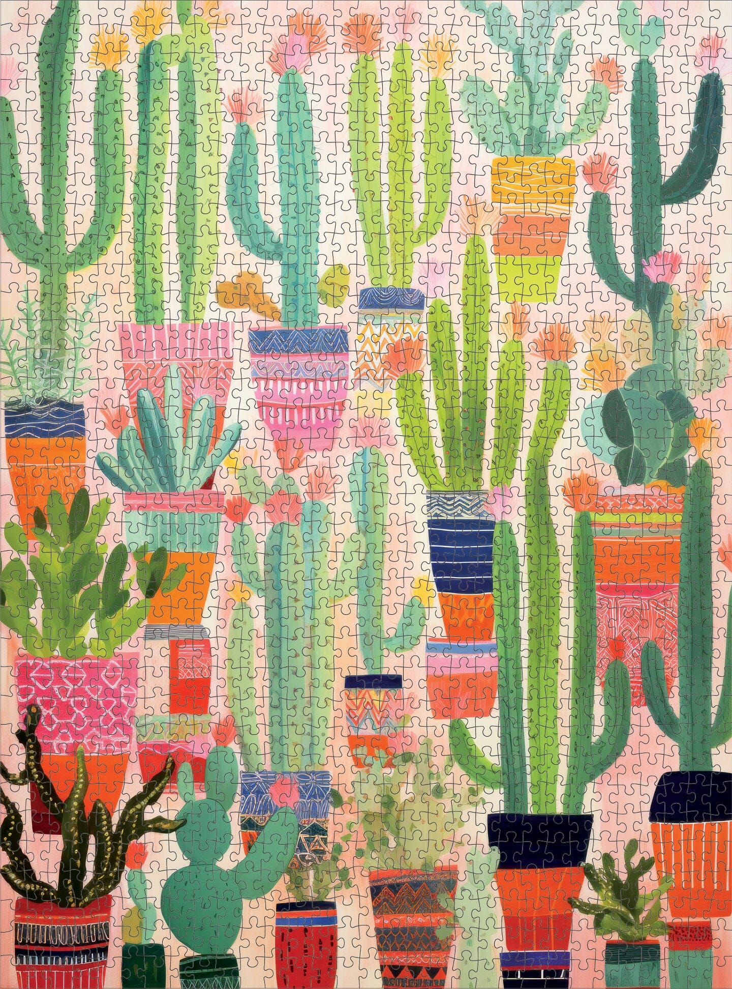 Botanical Brushstrokes - A Cacti Tapestry - 1000 Piece Jigsaw Puzzle Jigsaw Puzzles Cross & Glory