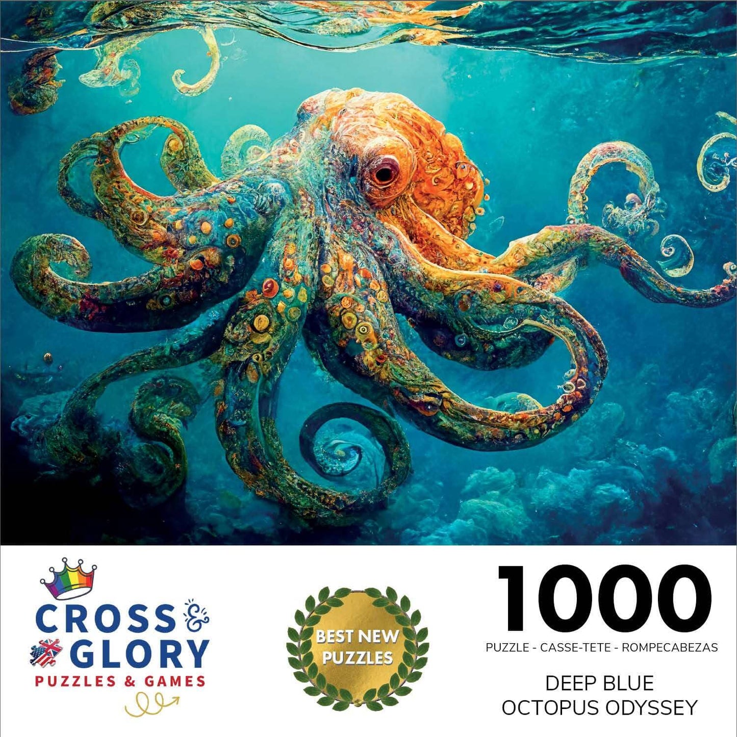 Deep Blue Octopus Odyssey - 1000 Piece Jigsaw Puzzle Jigsaw Puzzles Cross & Glory