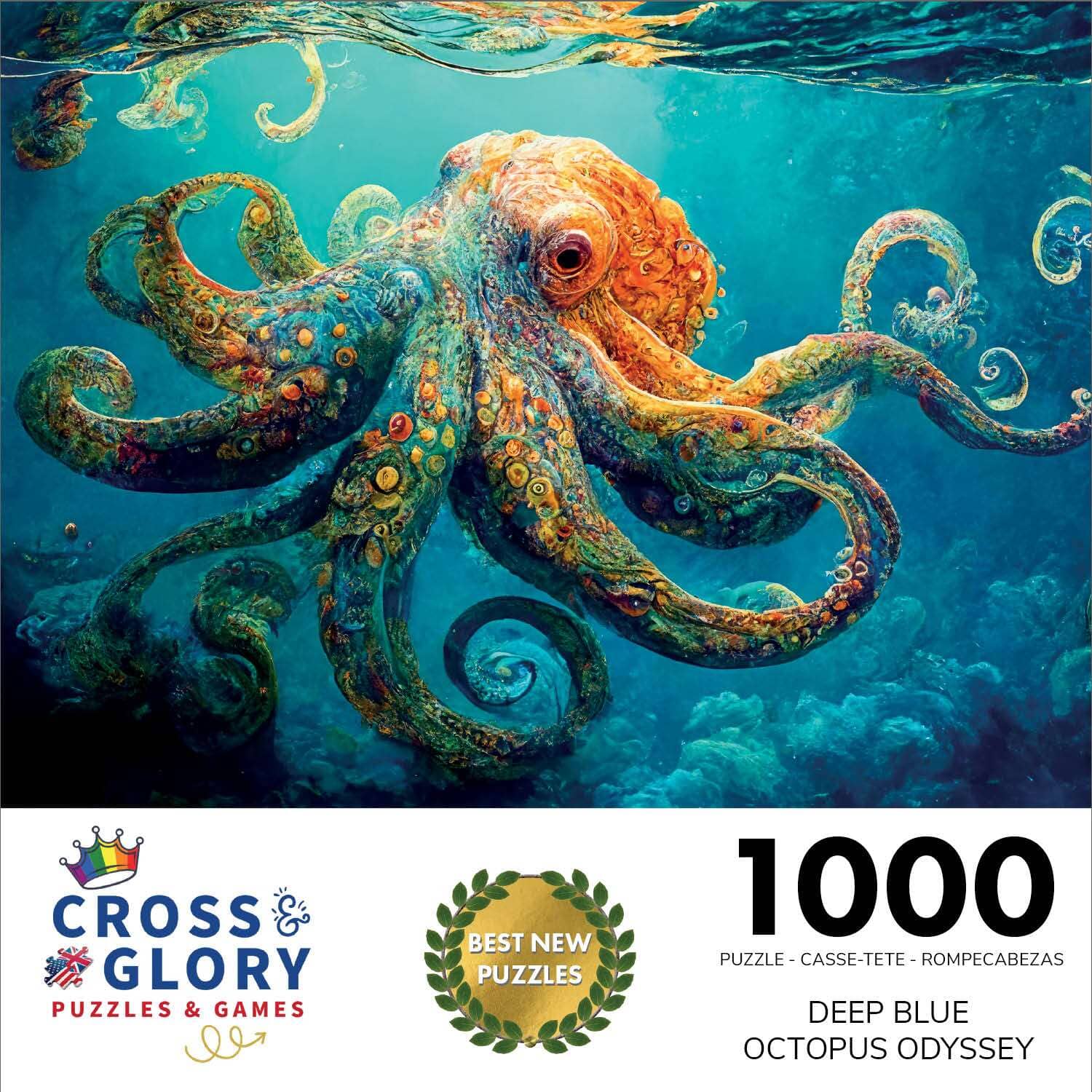 Deep Blue Octopus Odyssey - 1000 Piece Jigsaw Puzzle Jigsaw Puzzles Cross & Glory
