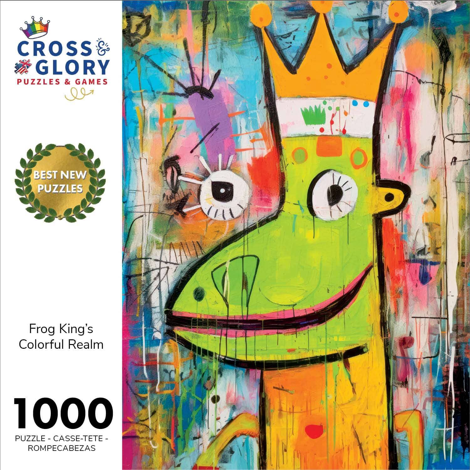 Frog King's Colorful Realm - 1000 Piece Jigsaw Puzzle Jigsaw Puzzles Cross & Glory