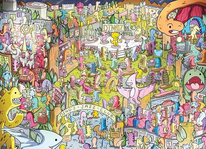 Jurassic Jive: A Night of Dino Jazz - 1000 Piece Jigsaw Puzzle Jigsaw Puzzles Cross & Glory
