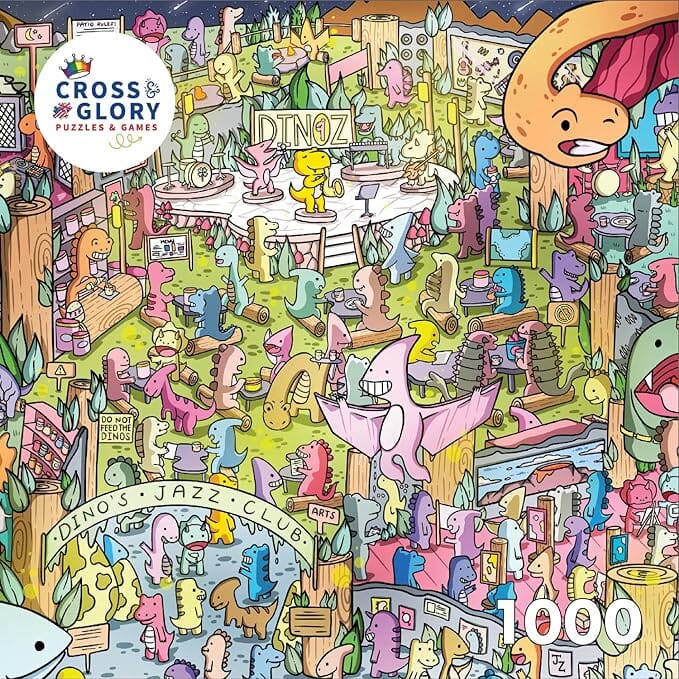 Jurassic Jive: A Night of Dino Jazz - 1000 Piece Jigsaw Puzzle Jigsaw Puzzles Cross & Glory