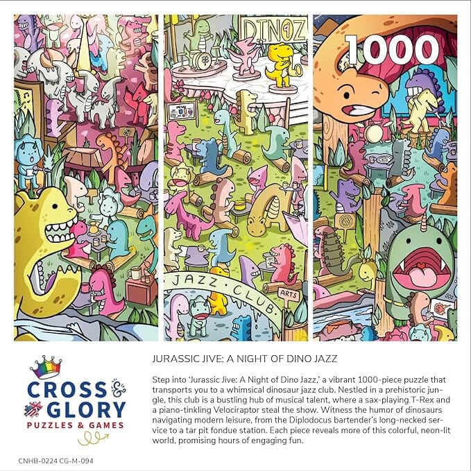 Jurassic Jive: A Night of Dino Jazz - 1000 Piece Jigsaw Puzzle Jigsaw Puzzles Cross & Glory