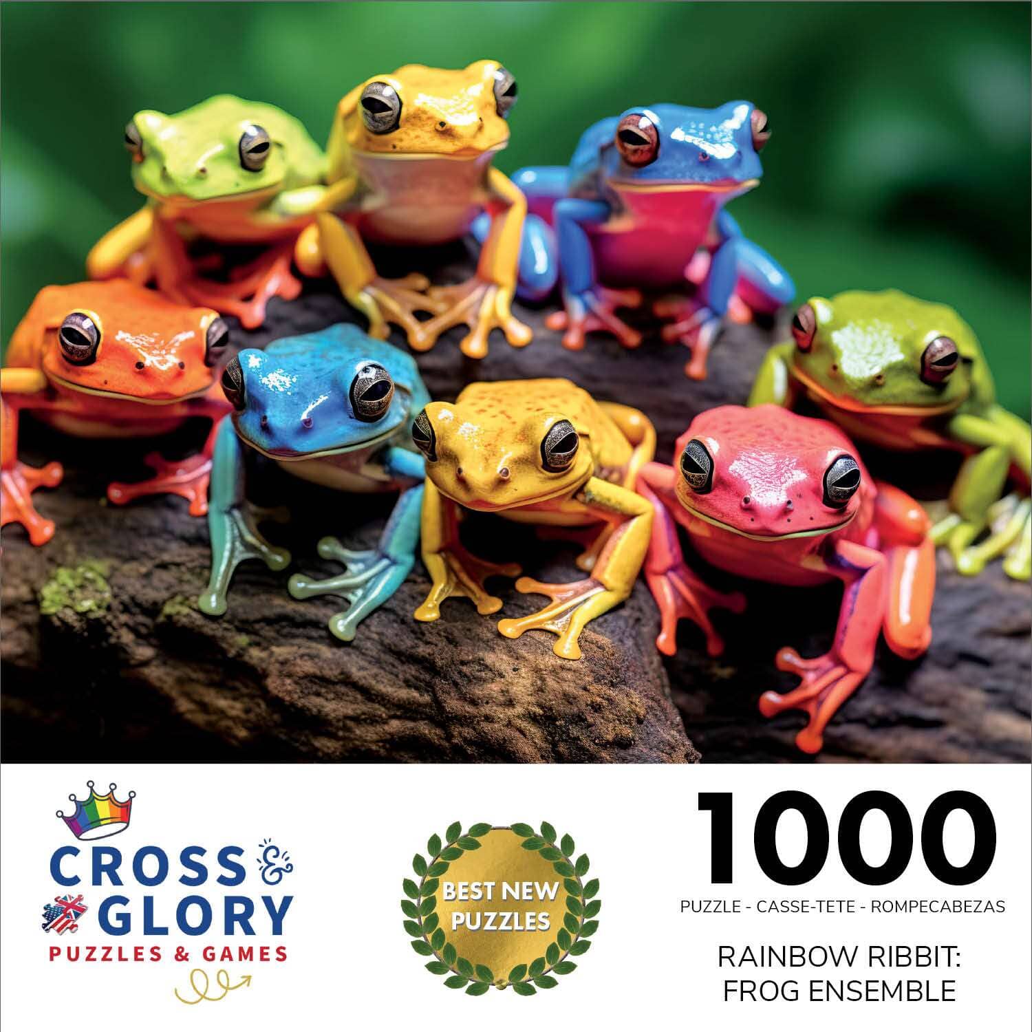 Rainbow Ribbit: Frog Ensemble - 1000 Piece Jigsaw Puzzle Jigsaw Puzzles Cross & Glory