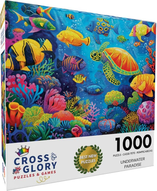 Cross & Glory - Underwater Paradise - 1000 Piece Jigsaw Puzzle | Puzzles for Adults 1000 Pieces | Vibrant Marine Life Puzzle | Perfect for Nature Lovers