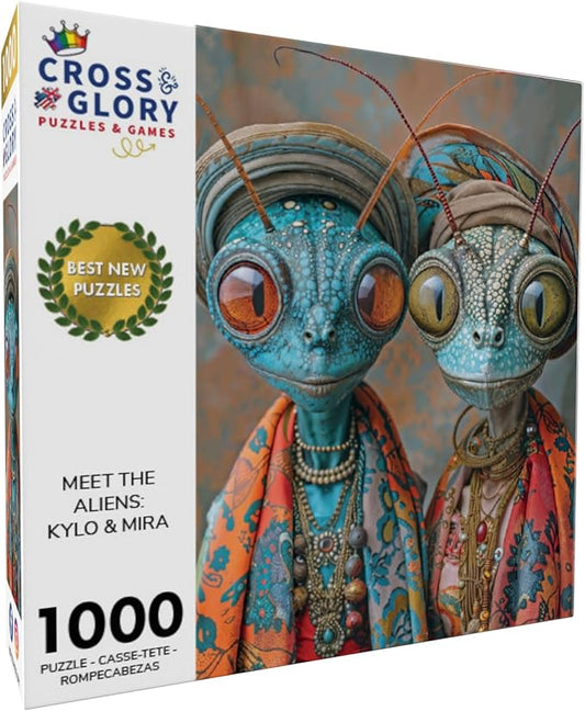 Cross & Glory Puzzles: Meet The Aliens: Kylo and Mira, 1000 Piece Alien Jigsaw Puzzle, Sci-Fi Adventure, Perfect for Puzzle Enthusiasts