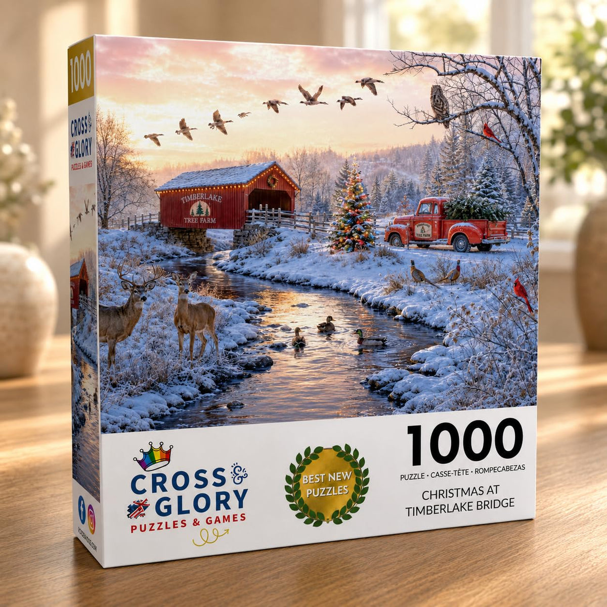 Christmas Puzzle – Christmas at Timberlake Bridge – 1000 Piece Jigsaw Puzzle