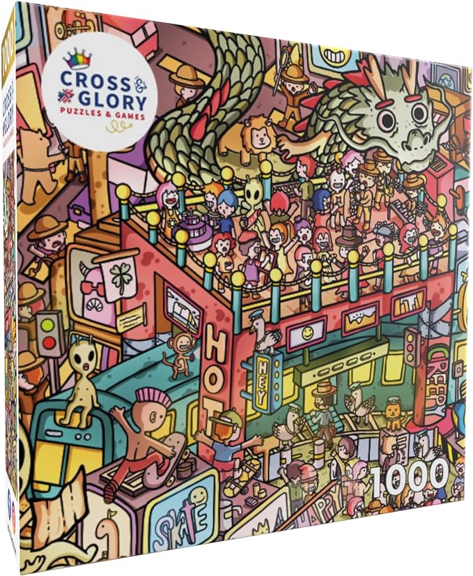 Metropolitan Mayhem: A Cartoon Cosmopolis - 1000 Piece Jigsaw Puzzle