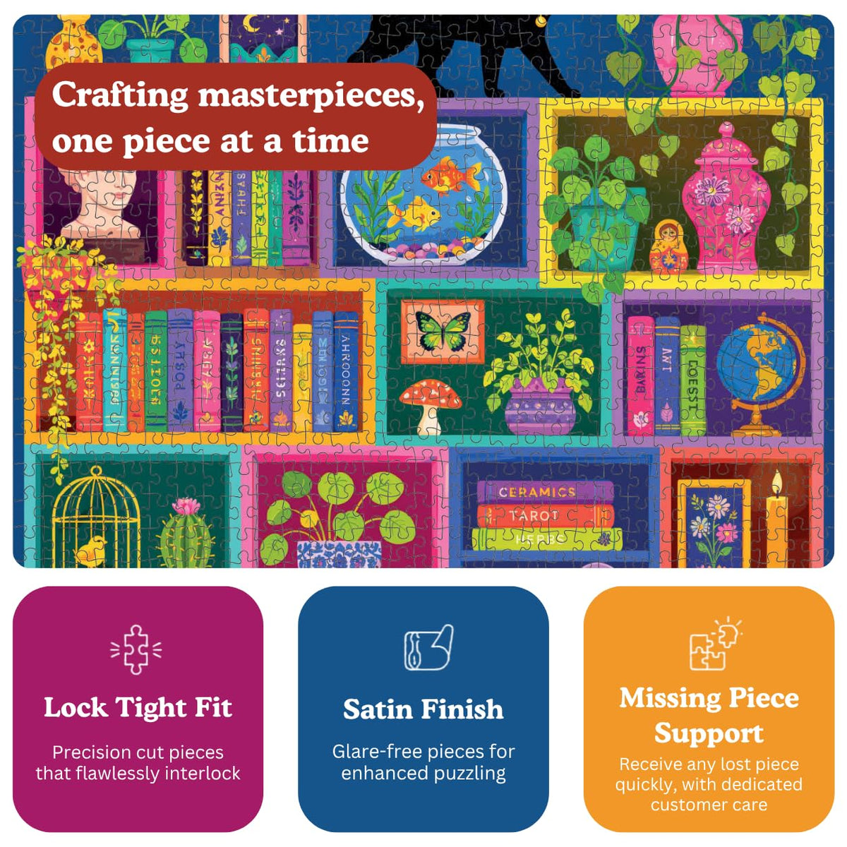 Cat Puzzle – The Midnight Book Nook – 1000 Piece Jigsaw Puzzle