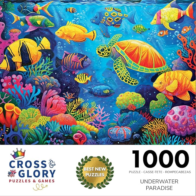 Cross & Glory - Underwater Paradise - 1000 Piece Jigsaw Puzzle | Puzzles for Adults 1000 Pieces | Vibrant Marine Life Puzzle | Perfect for Nature Lovers