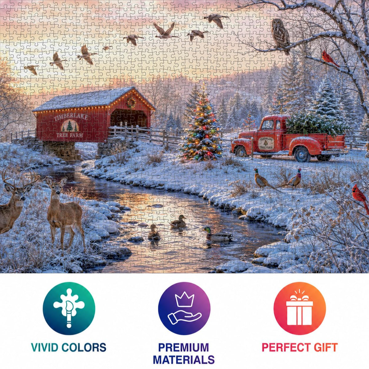 Christmas Puzzle – Christmas at Timberlake Bridge – 1000 Piece Jigsaw Puzzle