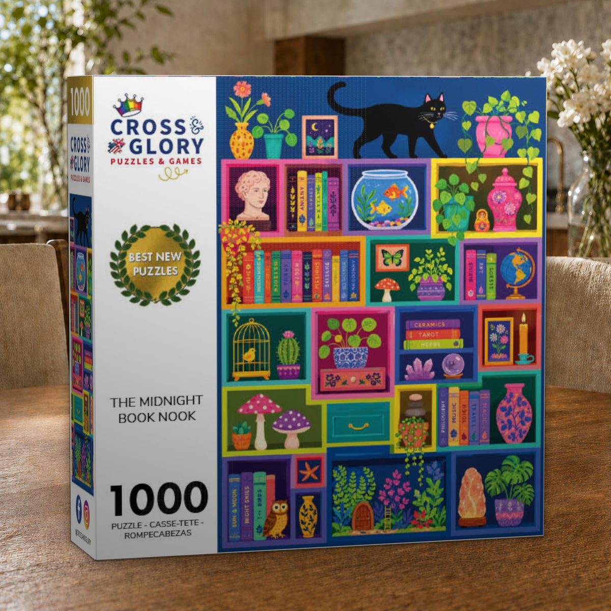 Cat Puzzle – The Midnight Book Nook – 1000 Piece Jigsaw Puzzle