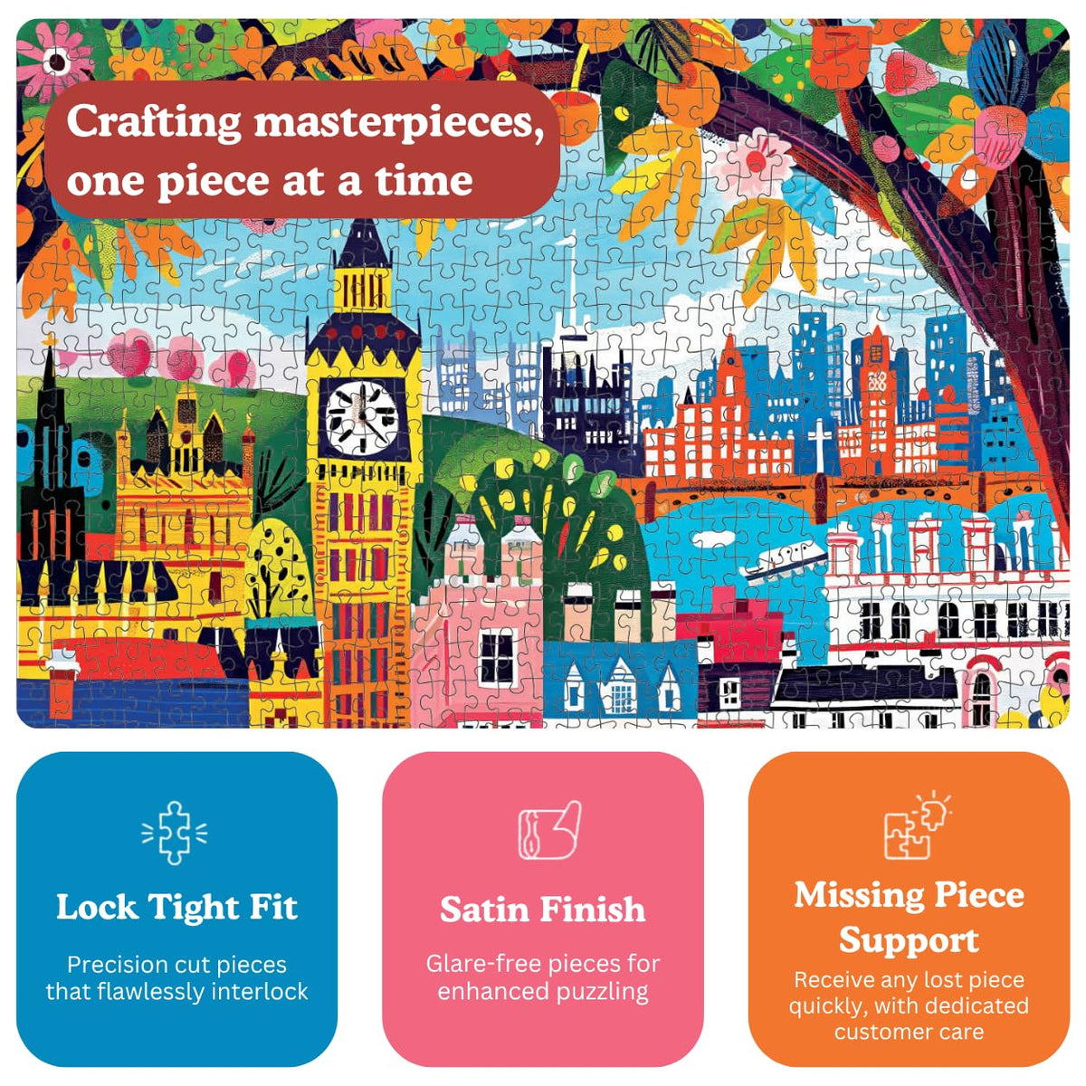 City Puzzle – A Colourful Day in London – 1000 Piece Jigsaw Puzzle