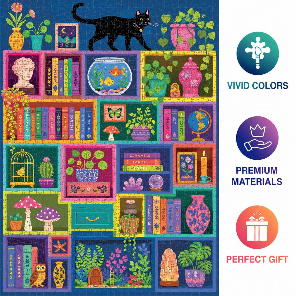 Cat Puzzle – The Midnight Book Nook – 1000 Piece Jigsaw Puzzle