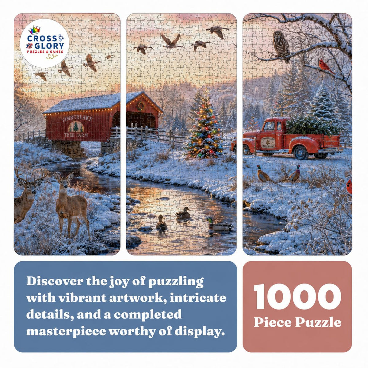 Christmas Puzzle – Christmas at Timberlake Bridge – 1000 Piece Jigsaw Puzzle