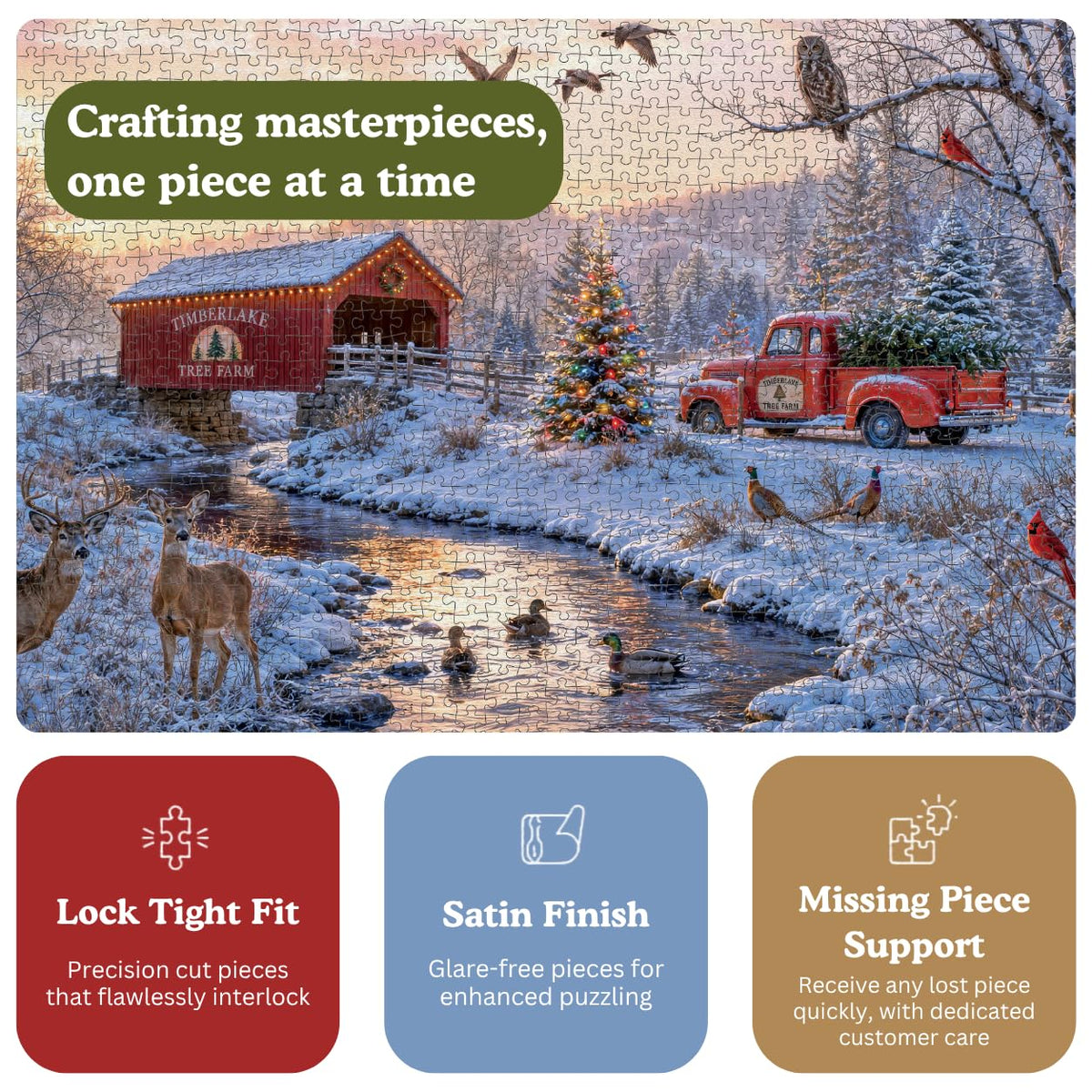 Christmas Puzzle – Christmas at Timberlake Bridge – 1000 Piece Jigsaw Puzzle