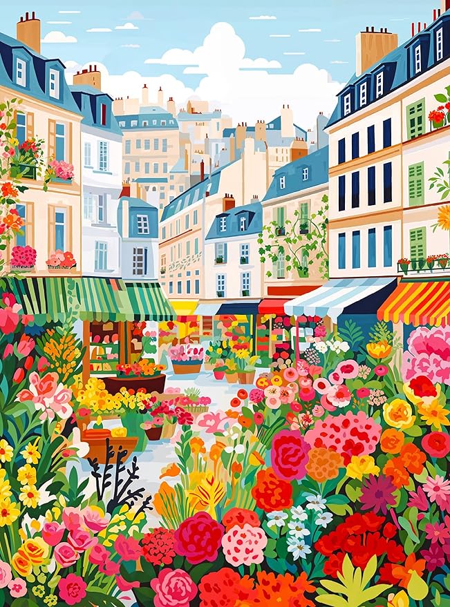 Cross & Glory Puzzles: La Fleur de Paris, 1000 Piece Jigsaw Puzzle, Vibrant Parisian Flower Market, Ideal for Adults Who Love Beautiful Puzzles