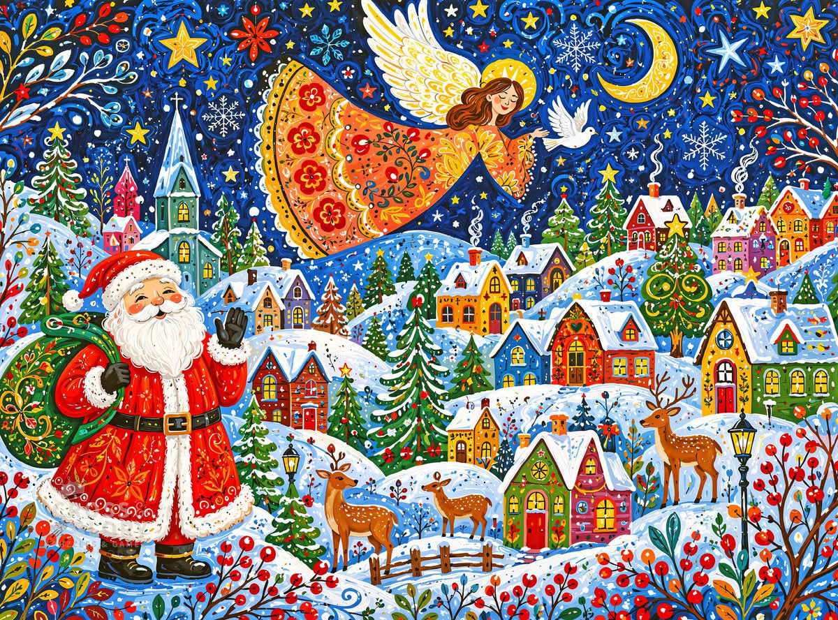 Christmas Puzzle – Christmas Under Angel Wings – 1000 Piece Jigsaw Puzzle