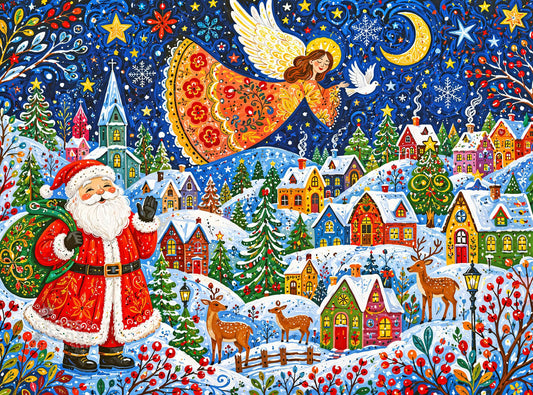 Christmas Puzzle – Christmas Under Angel Wings – 1000 Piece Jigsaw Puzzle