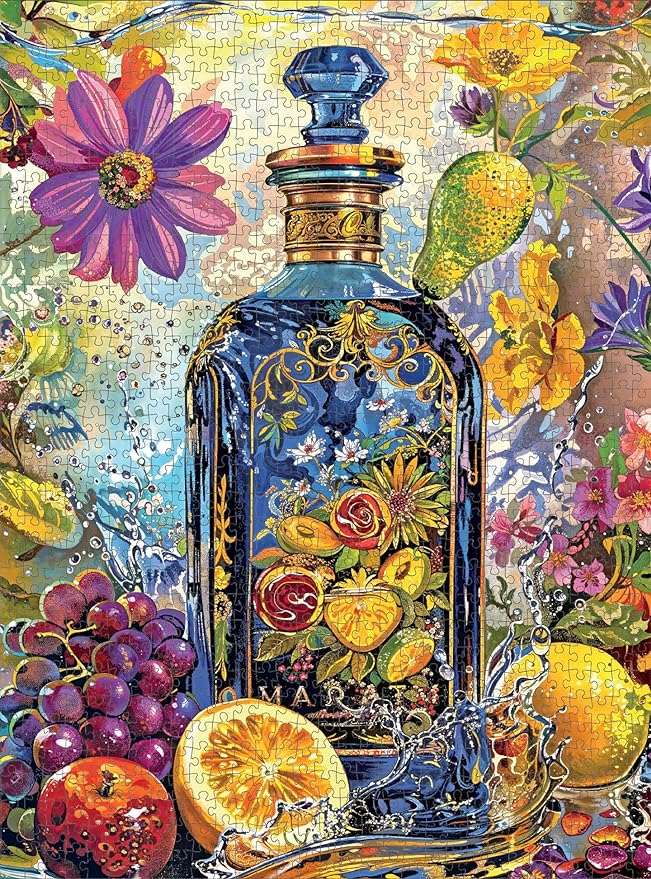Art Puzzle – Sundry & Vice: Opulent Botanical Gin Bottle – 1000 Piece Jigsaw Puzzle