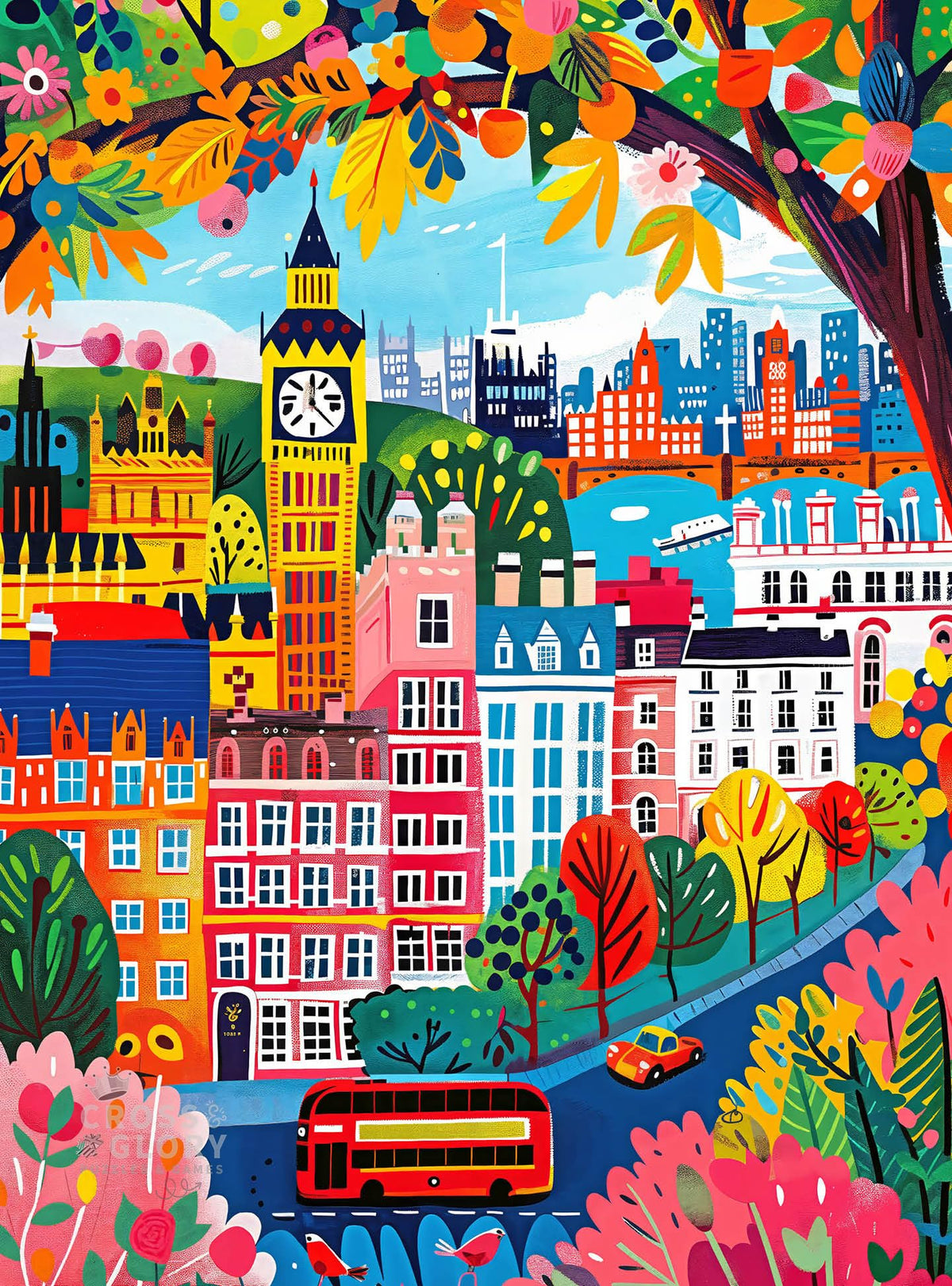 City Puzzle – A Colourful Day in London – 1000 Piece Jigsaw Puzzle