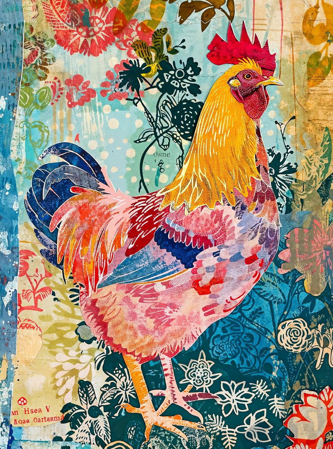 Key West Colorama: Rooster on Duval - 1000 Piece Jigsaw Puzzle