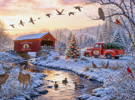 Christmas Puzzle – Christmas at Timberlake Bridge – 1000 Piece Jigsaw Puzzle