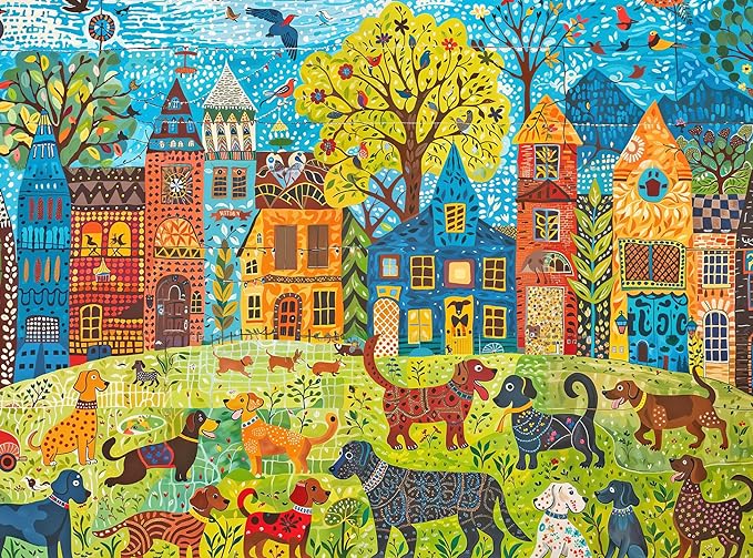 Colorful Canines: A Dog Park Day - 1000 Piece Jigsaw Puzzle