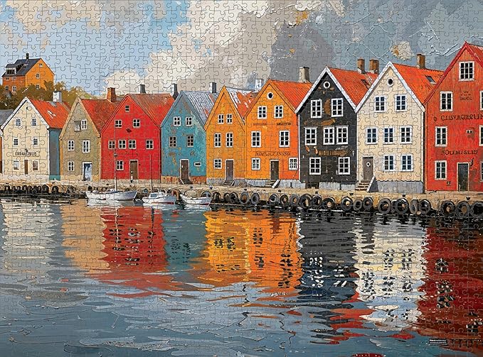 Fjord Facades: Norway's Water's Edge - 1000 Piece Jigsaw Puzzle