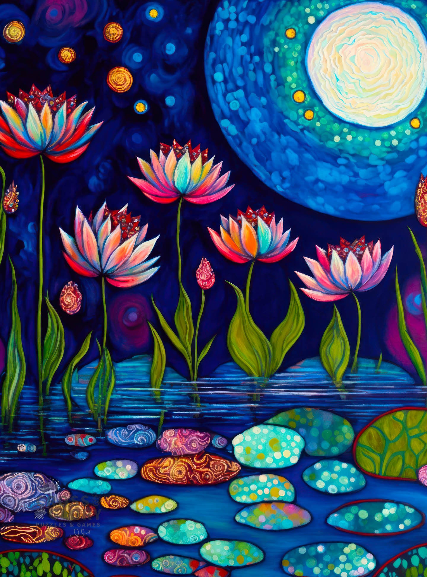 Waterlilies by Moonlight - 1000 Piece Jigsaw Puzzle
