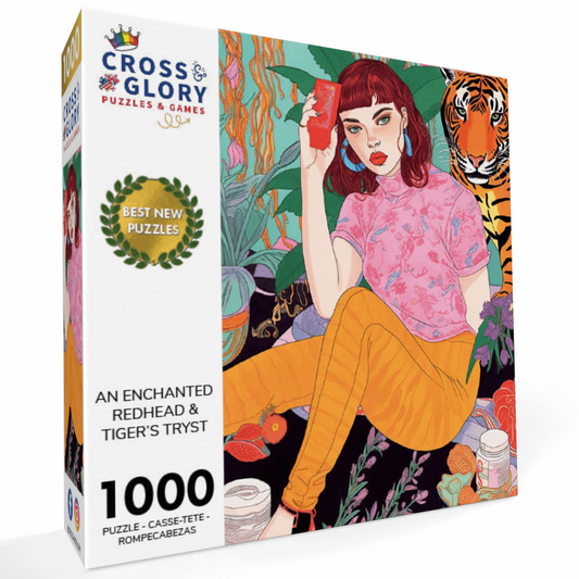 An Enchanted Redhead & Tiger's Tryst - 1000 Piece Jigsaw Puzzle