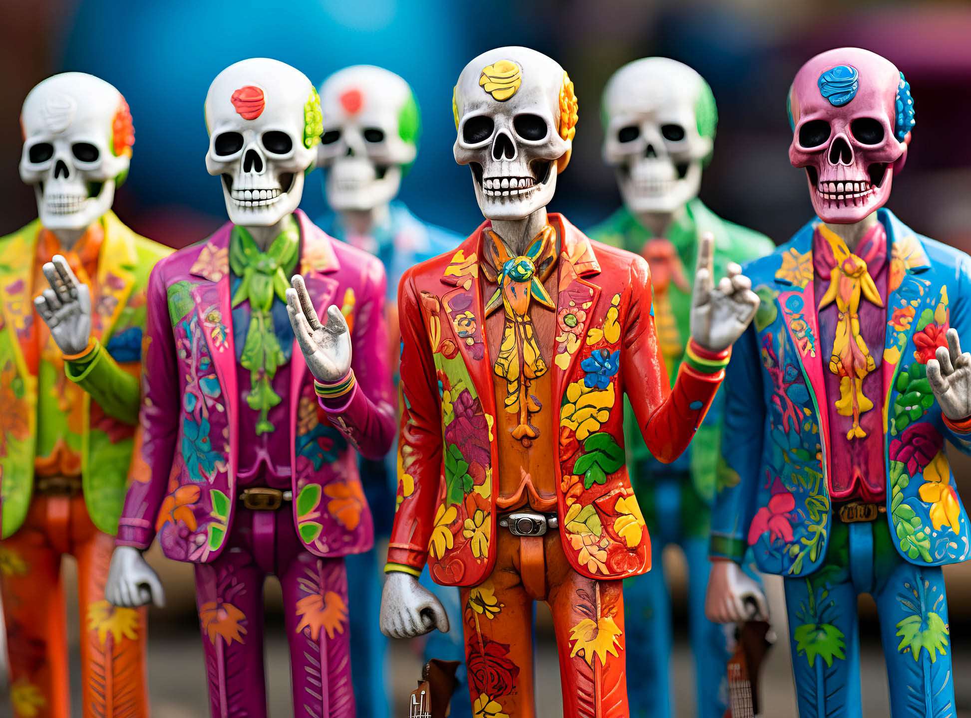 Skeletal Fiesta: The Colorful Dance of the Dead - 1000 Piece Jigsaw Puzzle - Ships Nov. '23