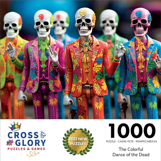 Skeletal Fiesta: The Colorful Dance of the Dead - 1000 Piece Jigsaw Puzzle - Ships Nov. '23