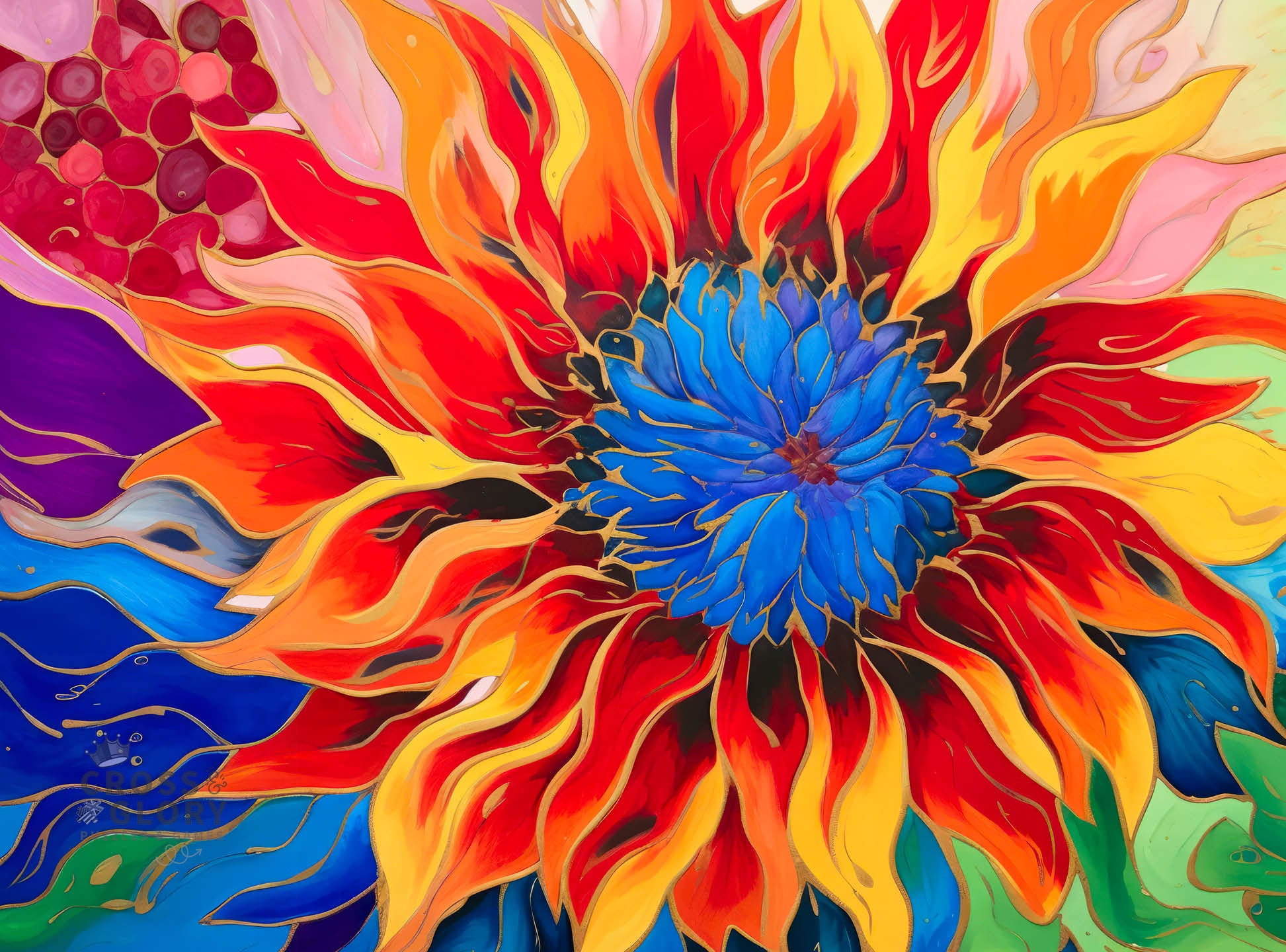 Garden Puzzle – Firelit Dahlia's Dance – 1000 Piece Jigsaw Puzzle featuring beautiful artwork with vibrant colors, satin finish, premium quality, dust free, eco-friendly, perfect 1000 piece jigsaw puzzles for adults.