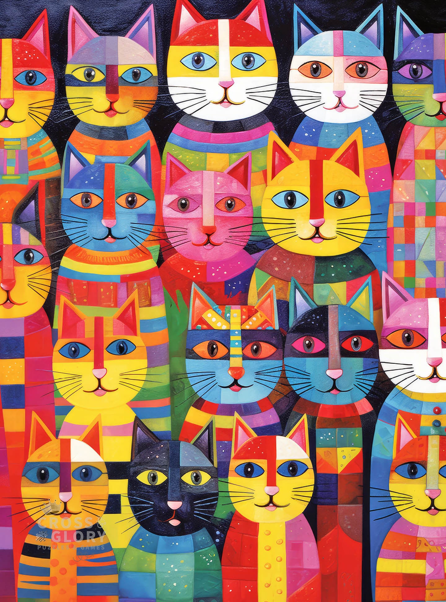 Rainbow Whiskers - Whimsical Cat - 1000 Piece Jigsaw Puzzle