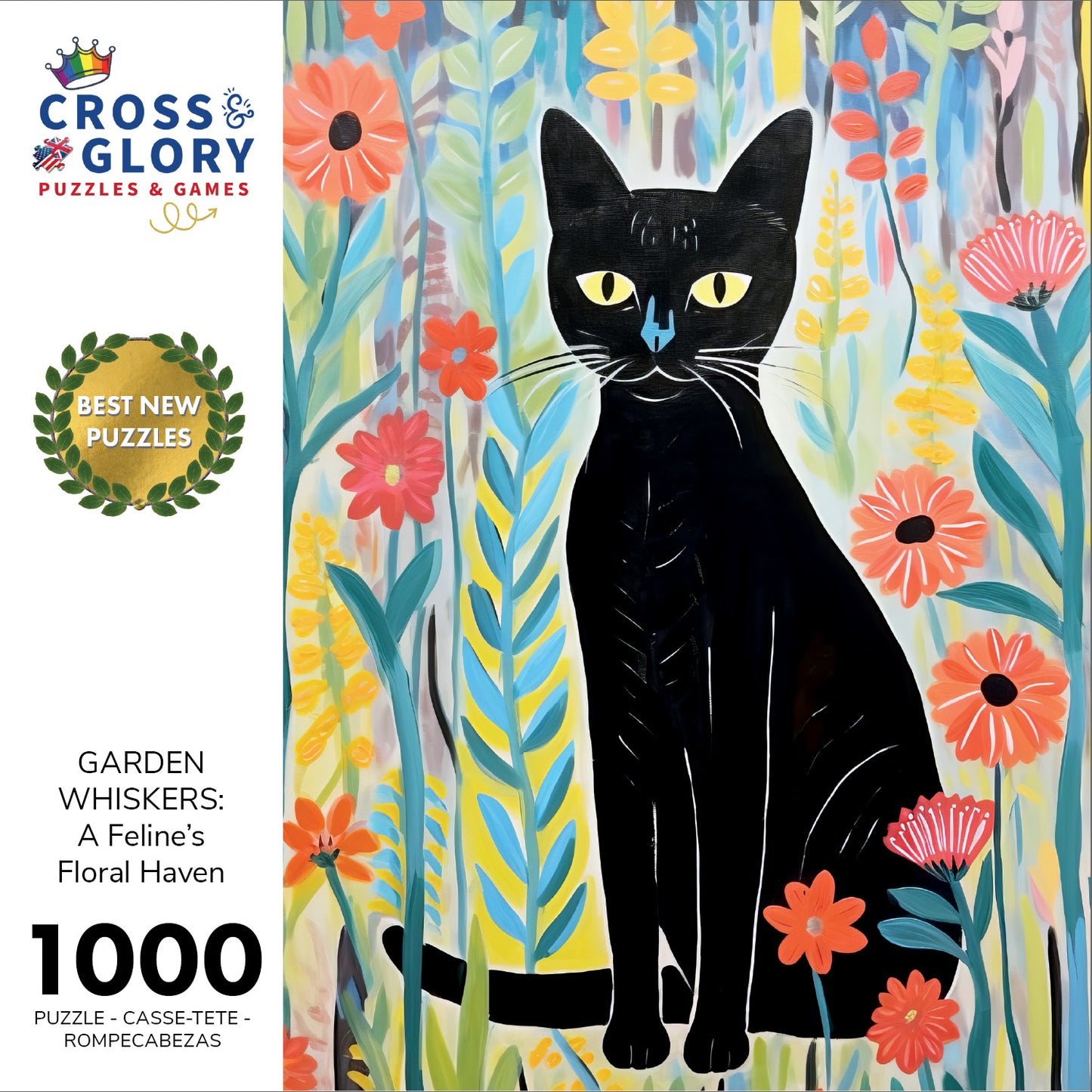 Garden Whiskers: A Feline's Floral Haven - 1000 Piece Jigsaw Puzzle