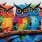Kaleidoscopic Owls: Colorful Night's Watch - 1000 Piece Jigsaw Puzzle