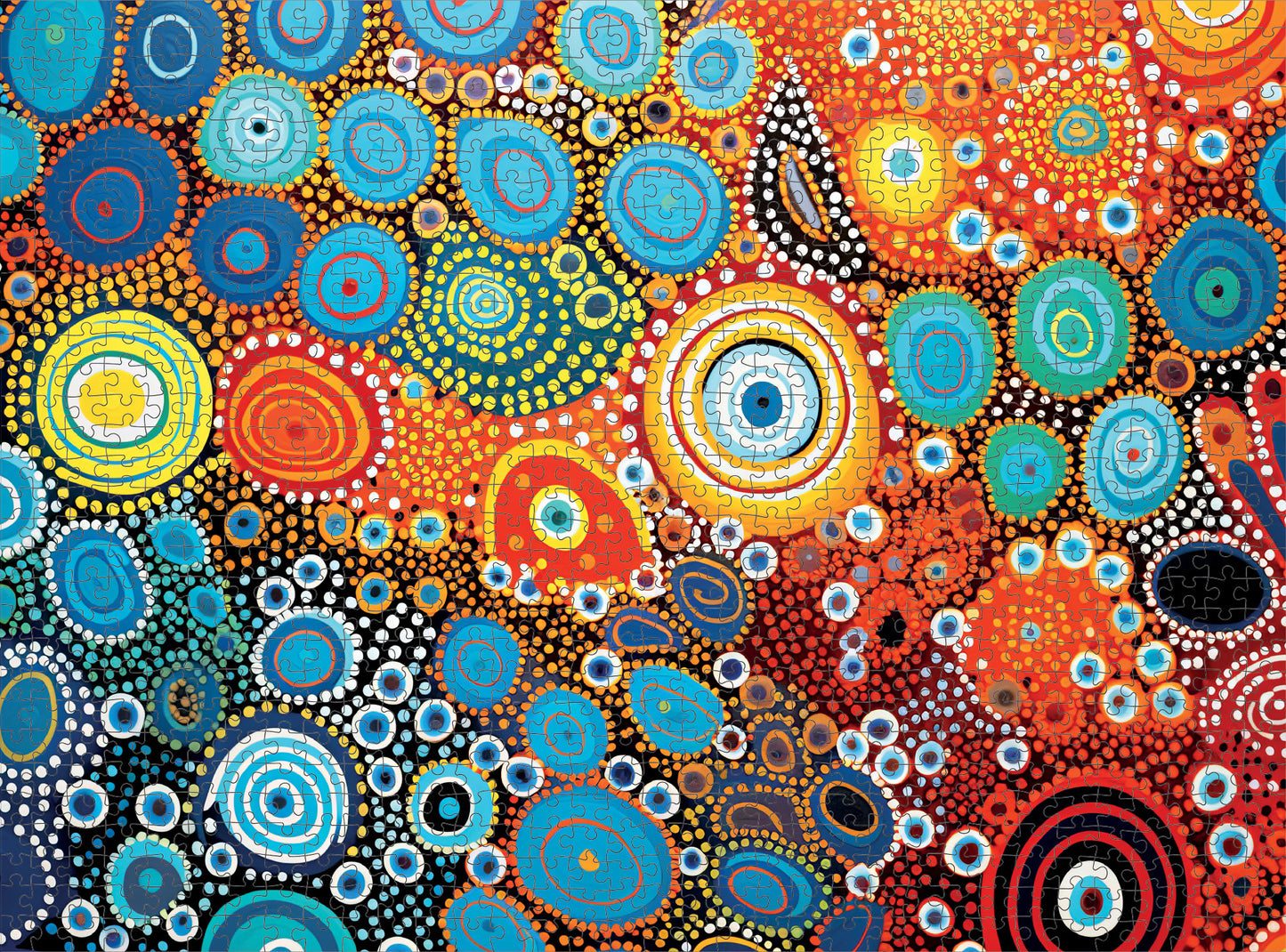 Spectral Sands of Australia - Aboriginal Art Inspired - 1000 Piece Jigsaw Puzzle