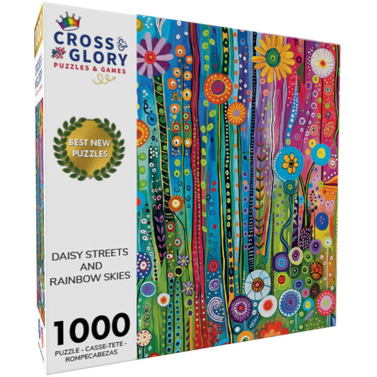 City Jigsaw Puzzle – Daisy Streets and Rainbow Skies – 1000 Piece Jigsaw Puzzle