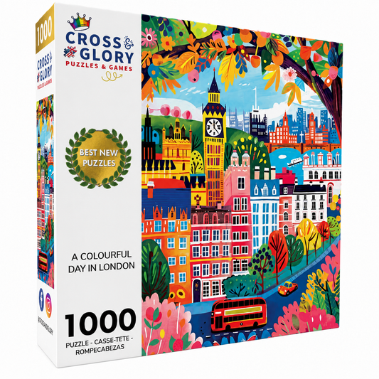 City Puzzle – A Colourful Day in London – 1000 Piece Jigsaw Puzzle box