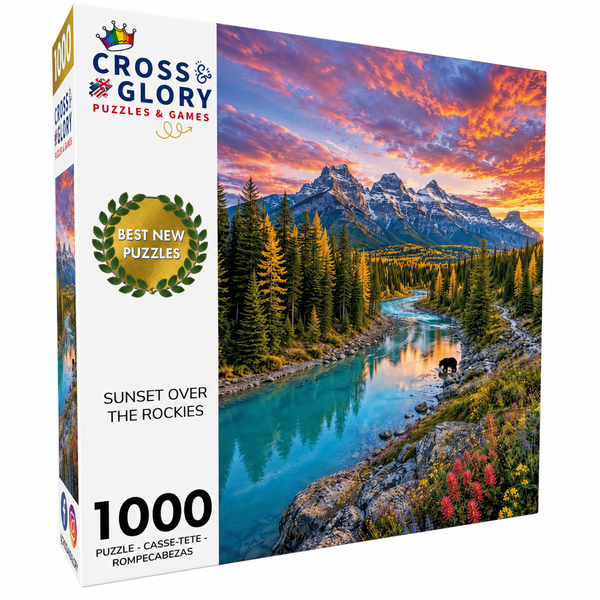 Mountain Puzzle – Sunset Over the Rockies – 1000 Piece Jigsaw Puzzle box