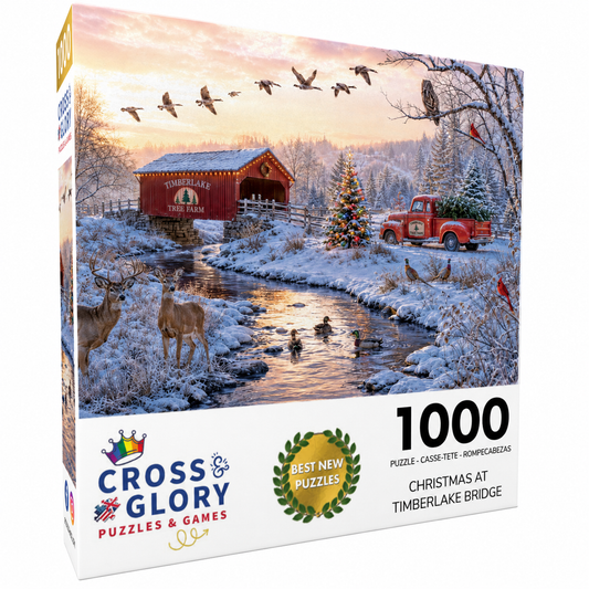Christmas Puzzle – Christmas at Timberlake Bridge – 1000 Piece Jigsaw Puzzle box