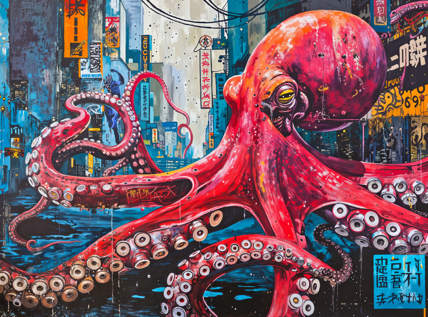 Octopus City: Neon Overlord - 1000 Piece Jigsaw Puzzle