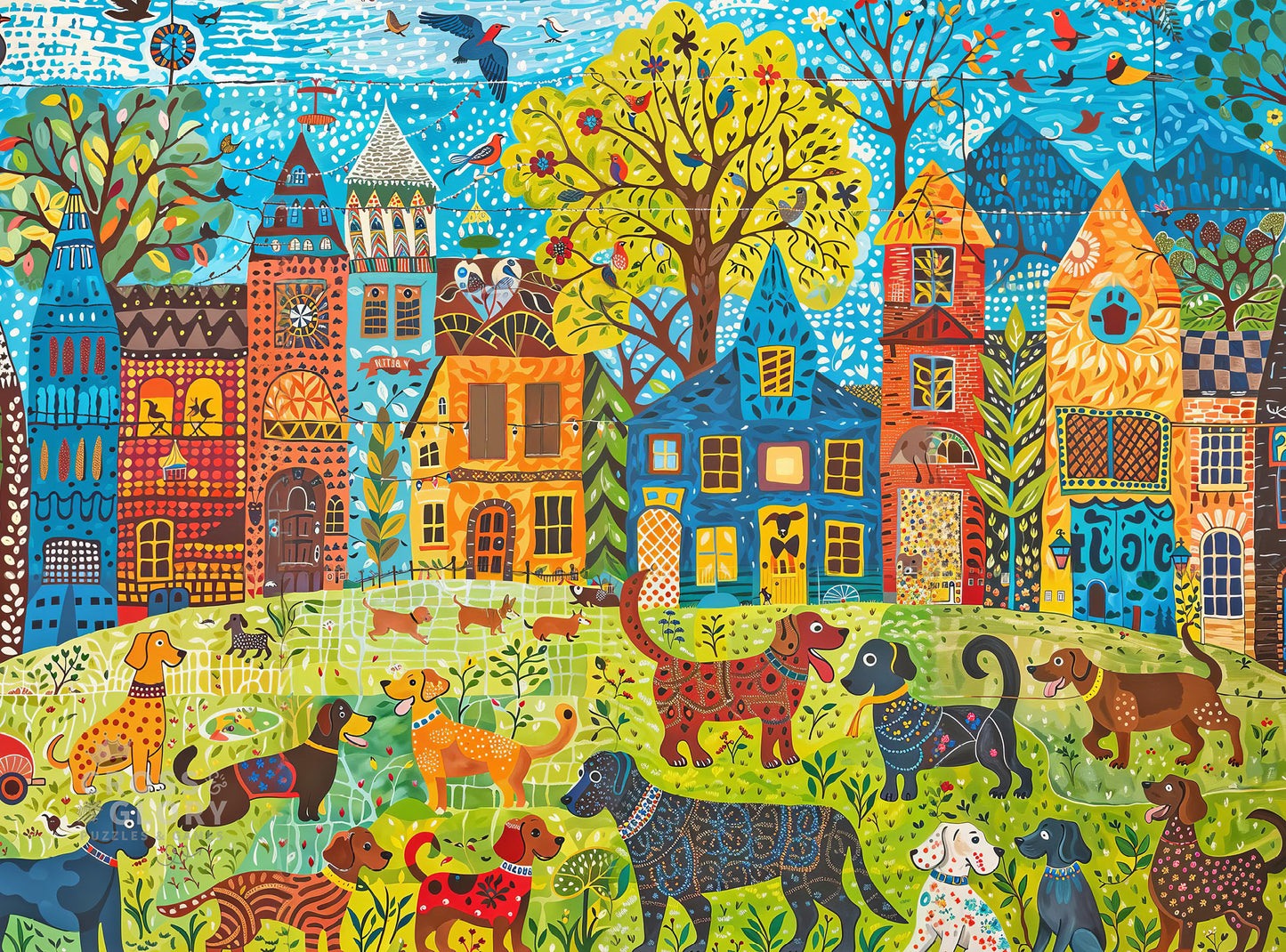 Colorful Canines: A Dog Park Day - 1000 Piece Jigsaw Puzzle