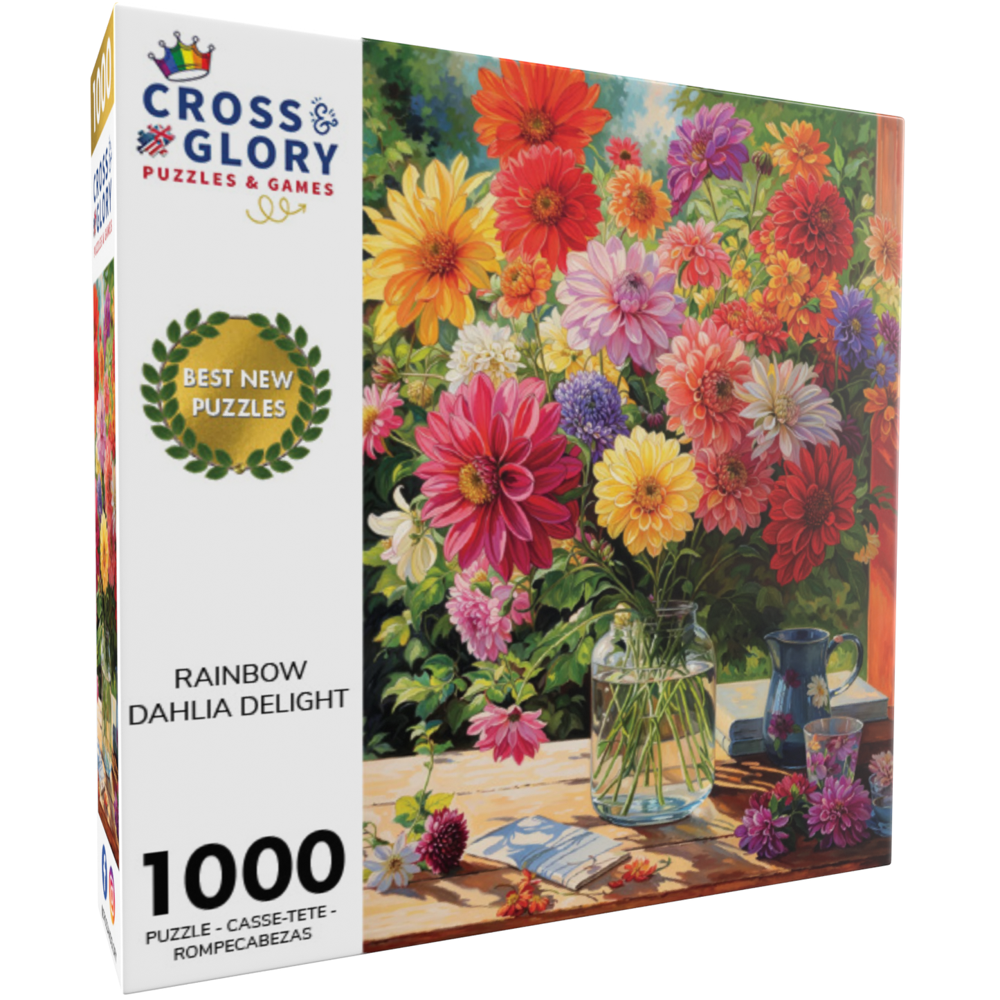 Rainbow Dahlia Delight - 1000 Piece Jigsaw Puzzle